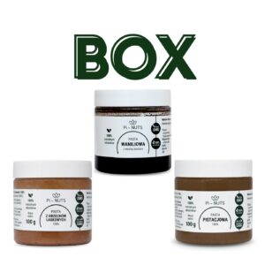 BOX 2 - pasta pistacjowa 100g, pasta waniliowa 100g, pasta z orzechów laskowych 100g