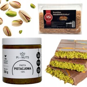Zestaw do czekolady dubajskiej - Pasta pistacjowa 250g + ciasto kataifi, pieczone 200g